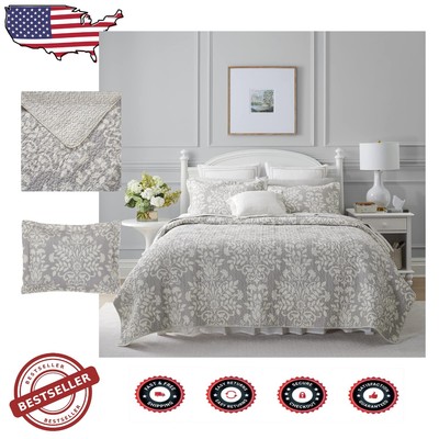 Cozy Pre-Washed Reversible Queen Bedding Set in Gray – Rowland Floral/Gemetric-image