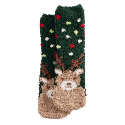 Deer Fuzzy soft Cozy Socks - Women's - Reindeer - New with tag-image