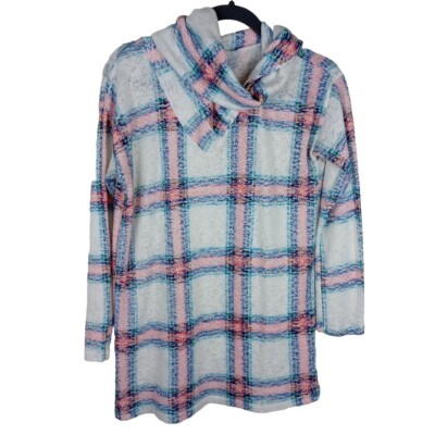 Vanilla Bay Women's Size Large Cowl Neck Pull Over Sweater Box Plaid -image