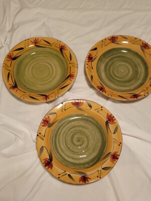 Pier 1 Elizabeth Handpainted Stoneware Dinner Plates 11 1/2