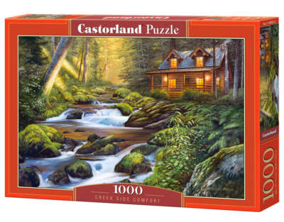 1000 Piece Jigsaw Puzzle, Creek Side Comfort, Cozy forest cottage, Forrest-image