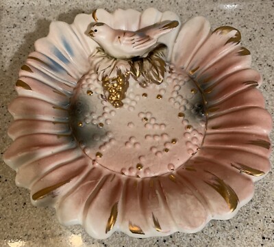 Vintage Original Dee Bee Co Imports Bird Plate Raised Hand Painted Design Japan-image