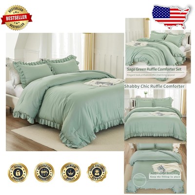 All-Season Sage Green Lightweight Comforter Set Full - 3-Piece Cozy Bedding-image