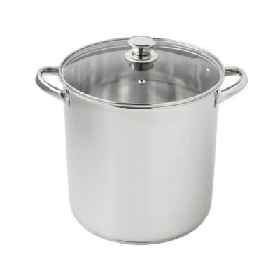 12 Qt Stainless Steel Stock Pot W/Glass Lid Induction Safe New Stay Cool Handles-image