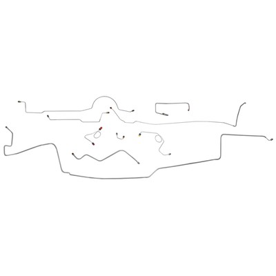 1970 Dodge Challenger Complete Power Disc Brake Line Set Kit 2pc F To R OE Steel-image