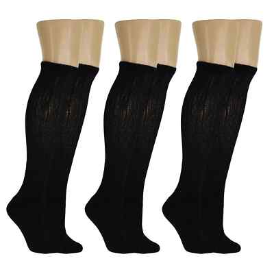 6Pairs Men Diabetic Over the Calf Socks Knee High Compression Cotton 10-13,13-16-image