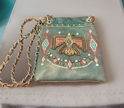 Eagle  Turquoise Native American design Action imports Crossbody bag Blue-image