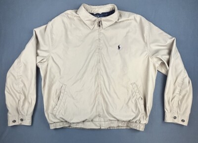 Vintage Polo By Ralph Lauren Bomber Jacket Wind Breaker 90s Tan Beige Size XL (B-image