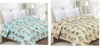 COZY WARM OWLS IN HAT SCARF COMFORTER BEDROOM BEDDING FULL QUEEN KING SIZE NEW-image