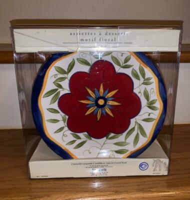 (4) DESIGNS PIER 1 FLORAL COLLECTION EARTHENWARE 8