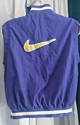 Rare 90s Vintage Nike Nylon Y2K Varsity Vest White Red Tag Large Big Swoosh-image