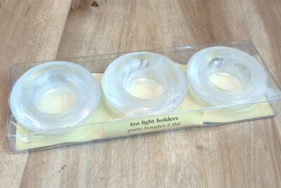 Pier 1 Imports Clear Frosted Glass Tealight Holders 3.25x1