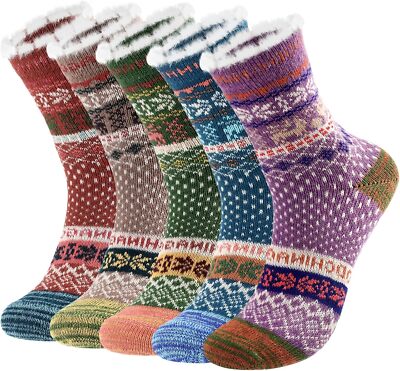 5 Pairs Wool Socks for Women Winter Warm Cozy Knit Wool Socks for Men & Women-image