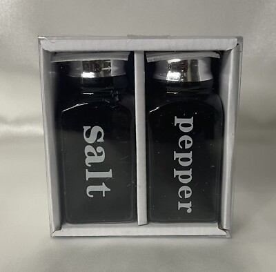Design Imports Ceramic Salt & Pepper Shakers, Black (29706)-image