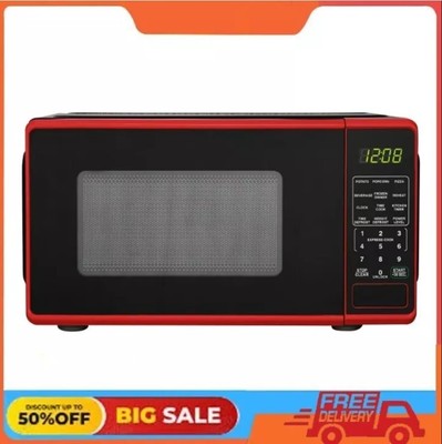 Mainstays 0.7 Cu ft Countertop Microwave Oven, 700 Watts, Red-image