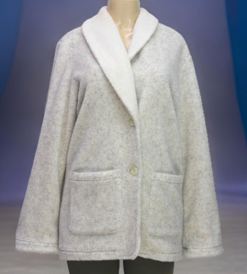 Vintage Real Comfort Women's Cozy Speckled Two Button Sherpa Jacket Beige Size S-image