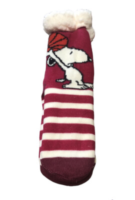 Peanuts Snoopy Sherpa Lined Socks Ladies Soft Warm Non-Slip Sports Cozy Fuzzy-image