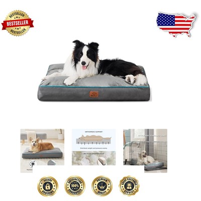 Large 36x27 Waterproof Dog Bed - Removable Washable Grey Cover, Cozy Comfort-image