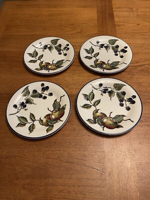 Pier 1 Set Of 4 Macintosh  And Blackberries Salad Plates England Angleterre-image