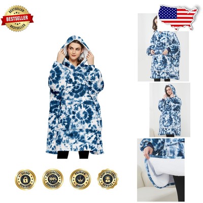 Unisex Oversized Sherpa Blanket Hoodie with Kangaroo Pouch - Machine Washable-image