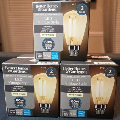 5x Better Homes & Gardens LED Vintage Style Soft White 60W 500 Lumens ST12 -image