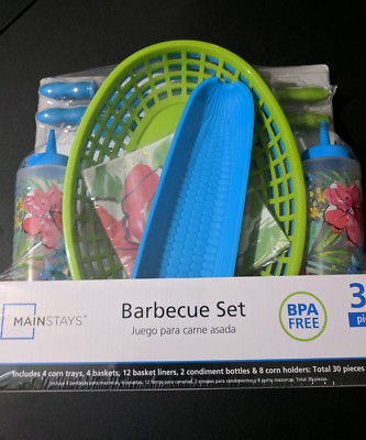 Mainstays 30 Piece Barbeque Set BPA free picnic accessories outdoor cooking NEW-image