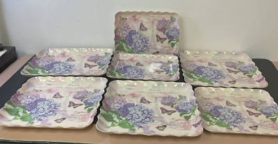 7 Hydrangea Melamine Snack Trays Variety Of Sizes-image