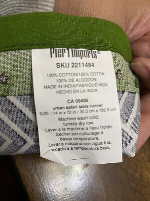 Table Runner Pier One GreeUrban Safari Print Cotton 14×72