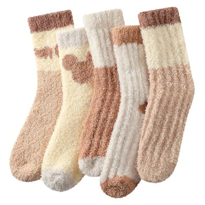 Fuzzy Socks for Women - Cozy Socks for Women 5 Pairs 5 Pairs Maillard Socks-image