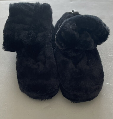 Women's Soft Faux Fur Massaging Slippers Booties Vibrating Largel Black-image
