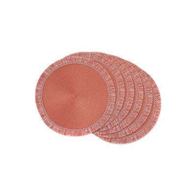 Design Imports Spice Round Fringed 6-Pc. Placemats - SPICE ONE SIZE-image