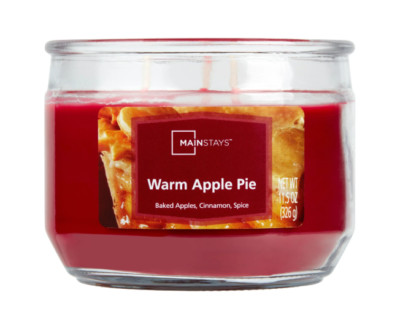 Mainstays Warm Apple Pie Scented 3-Wick Glass Jar Candle, 11.5 0z- Free Shipping-image