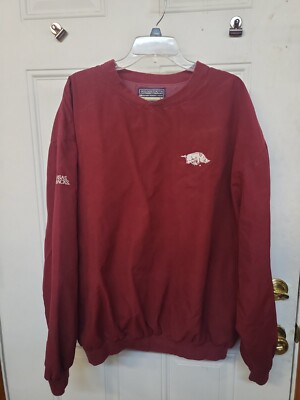 Vintage Houndstooth Pullover Wind Breaker Jacket Arkansas Razorbacks XL pre 2000-image