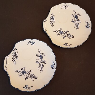 Sphinx Import Porcelain Snack Plate Tray LOT VTG White Flow Blue Dresden Floral-image