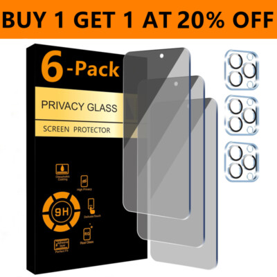 For iPhone 16 15 14 13 12 Pro Max Privacy Tempered Glass Screen Camera Protector-image