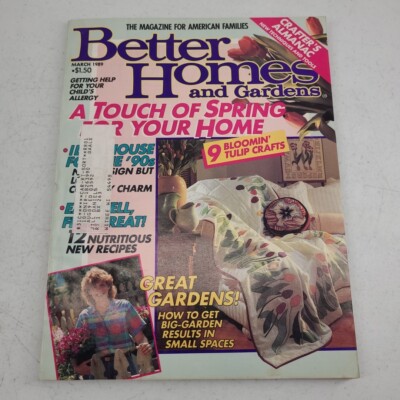 Better Homes and Gardens Magazine March 1989 Crafters Almanac Gardens Recipes-image