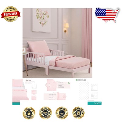 Cozy 3 Piece Toddler Bedding Set with Zippered Pillowcase - I Heart You Theme-image