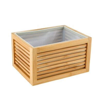 Better Homes & Gardens Brown Bamboo Slatted Basket Organizer-image