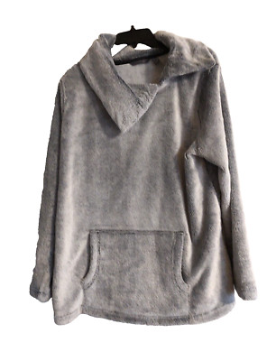 Anybody Gray Fleece Women's M Pouch pocket long sleeves QVC super soft Warm EUC-image