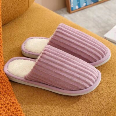 Cozy plush warm non-slip indoor Soft slippers for Women, PINK, Size: 5.5/6.5-image