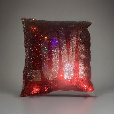 Sequin Valentines Day Love Pillow NWT Red Pink LOVE 16”-image