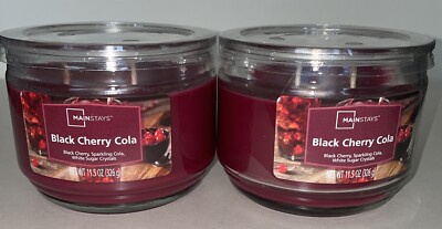 2 Mainstays BLACK CHERRY COLA 3 Wick Jar Candles 11.5 oz / Free Ship-image