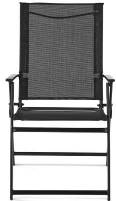 Greyson Steel and Sling Folding Outdoor Patio Armchair, Black-image