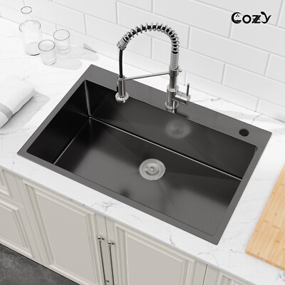 Cozy n Bath 33x22 inch overmount kitchen sink with accessors and drain-image