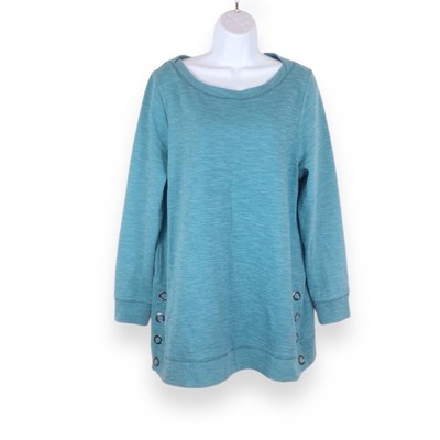 SOFT SURROUNDINGS Boat Neck Snap Side Relaxed Fit Sweatshirt size L-image