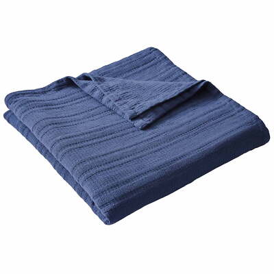 Better Homes & Gardens Luxury Cotton Bed Blanket, Blue, King-image