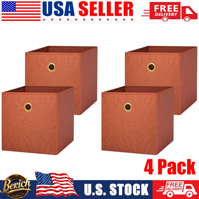 Collapsible Fabric Cube Storage Bins 4-Pack 10.5x10.5in Red Canyon Swirl-image