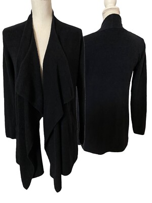 Barefoot Dreams S / M Black Island Wrap Cozy Chic Lite Knit 903 Open Cardigan-image