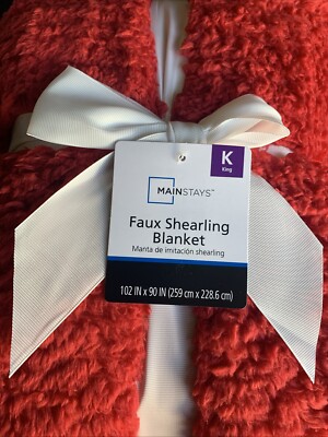 Mainstays Faux Shearling Blanket, Dk. Red, King 102