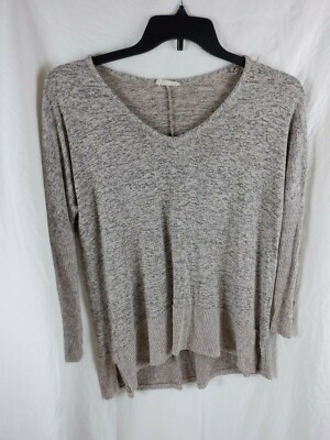 Anthropologie Olivia Rae Womens Blush Gray Soft Knit Size S Hi-Lo Sweater-image
